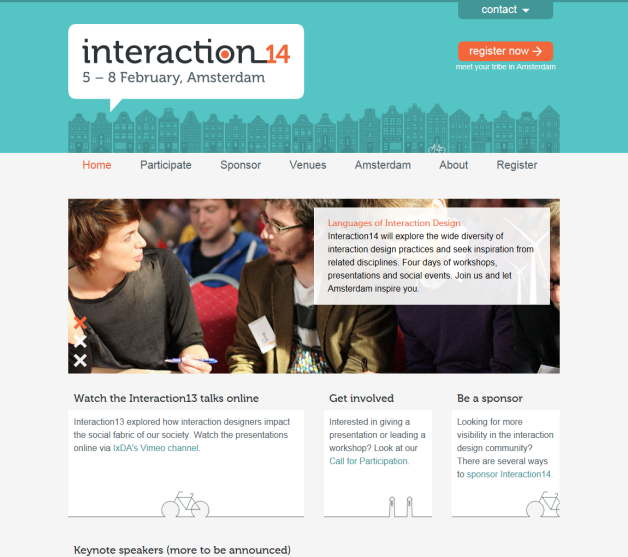 Impressie van de Interaction14 website.
